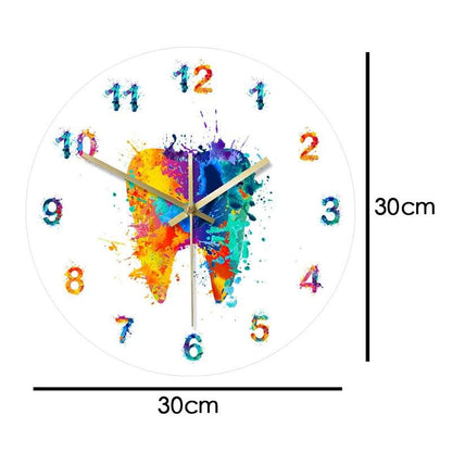Water Color Tooth Painting Print Wall Clock Wall Clock for Living Room Wall Clock Medical Dental Clinic Wall Art Non Ticking Wall Watch Orthodontist Dentist Gift Clinic Wall Art Non Ticking Wall Watch Orthodontist Dentist