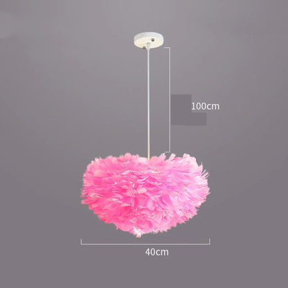 Contemporary Heart Feather Pendant Light