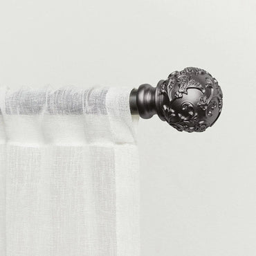 Exclusive Home Curtains Vine 1" Curtain Rod and Finial Set Gunmetal Adjustable 66"-120"