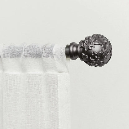 Exclusive Home Curtains Vine 1" Curtain Rod and Finial Set Gunmetal Adjustable 66"-120"