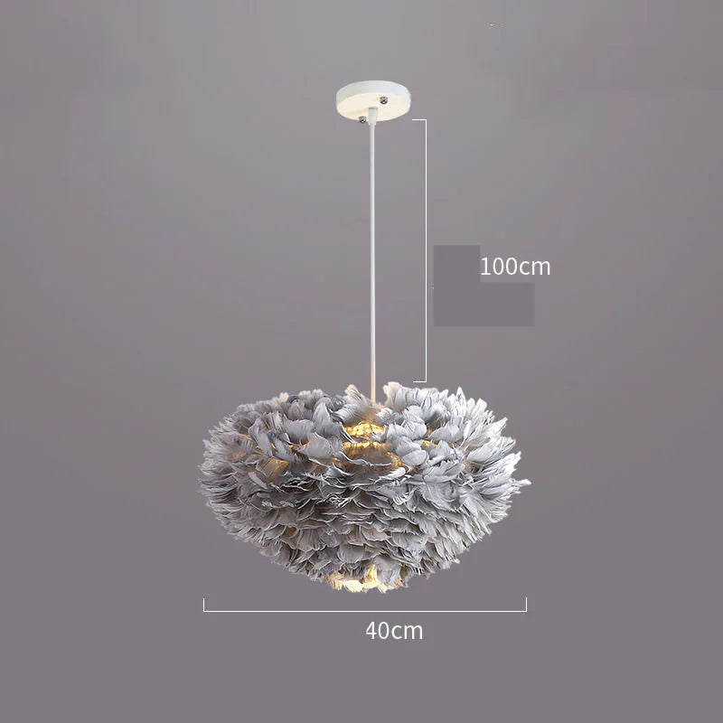 Contemporary Heart Feather Pendant Light