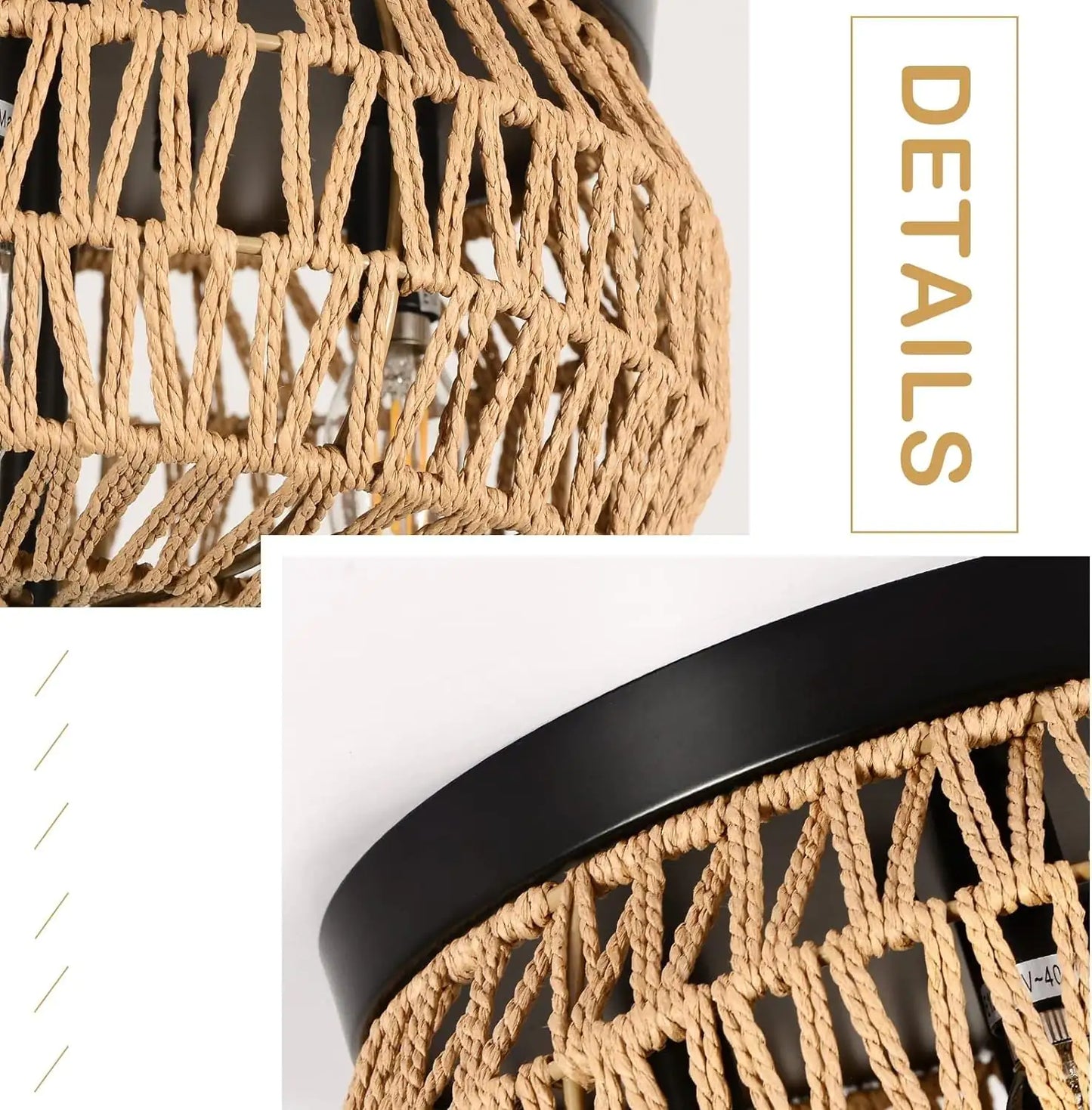 Rattan Trio Recessed Chandelier for Home Decor