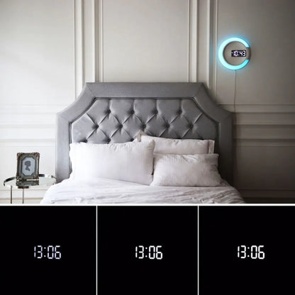 New LED Mirror Hollow Wall Clock with Alarm and 7 Colors