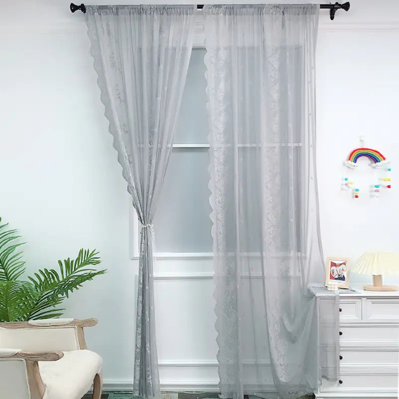 Embroidered Transparent Curtains for Living Room & Balcony