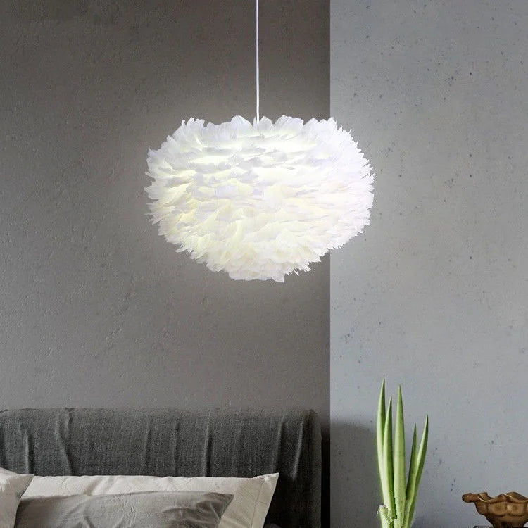 Contemporary Heart Feather Pendant Light