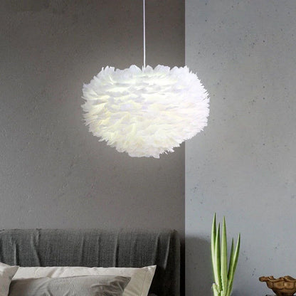 Contemporary Heart Feather Pendant Light