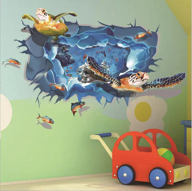 3D Turtle Theme Removable PVC Wall Stickers DLX0953